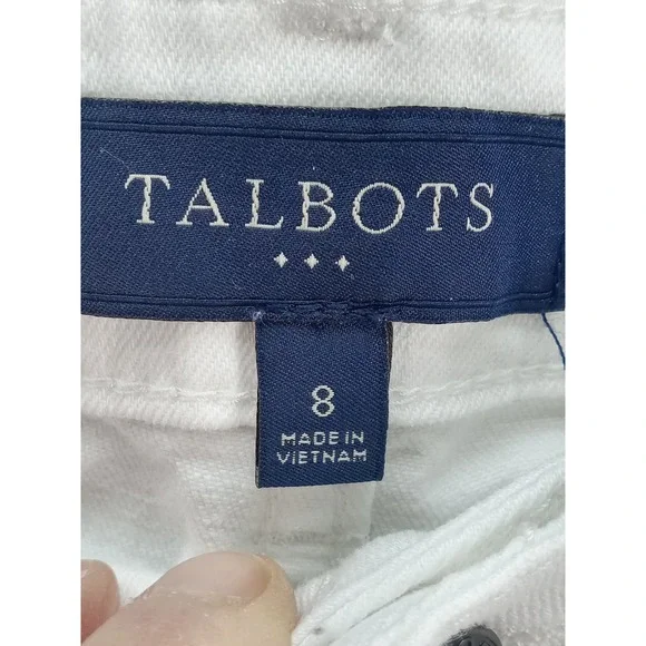 Talbots Women's White Straight Leg Denim Jeans Size 8 Cotton Stretch Mid Rise - Picture 3 of 9